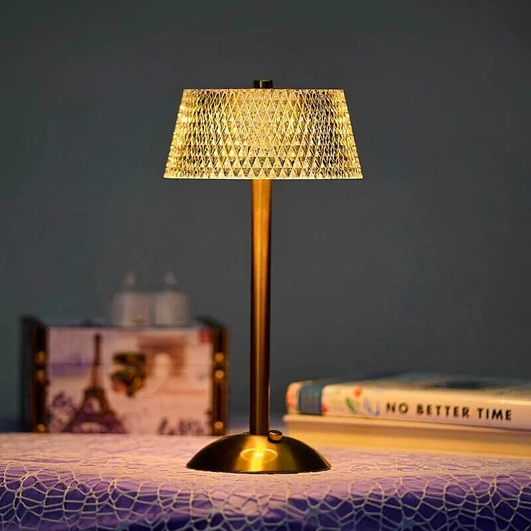Wireless Table Lamp with Glass Screen and Elegant Metal
