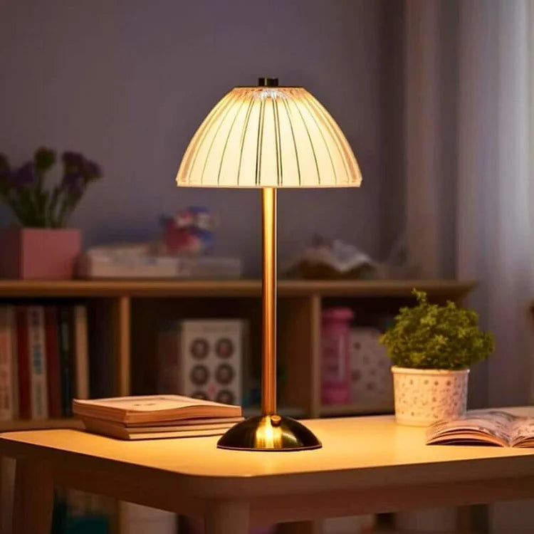 Wireless Table Lamp with Glass Screen and Elegant Metal