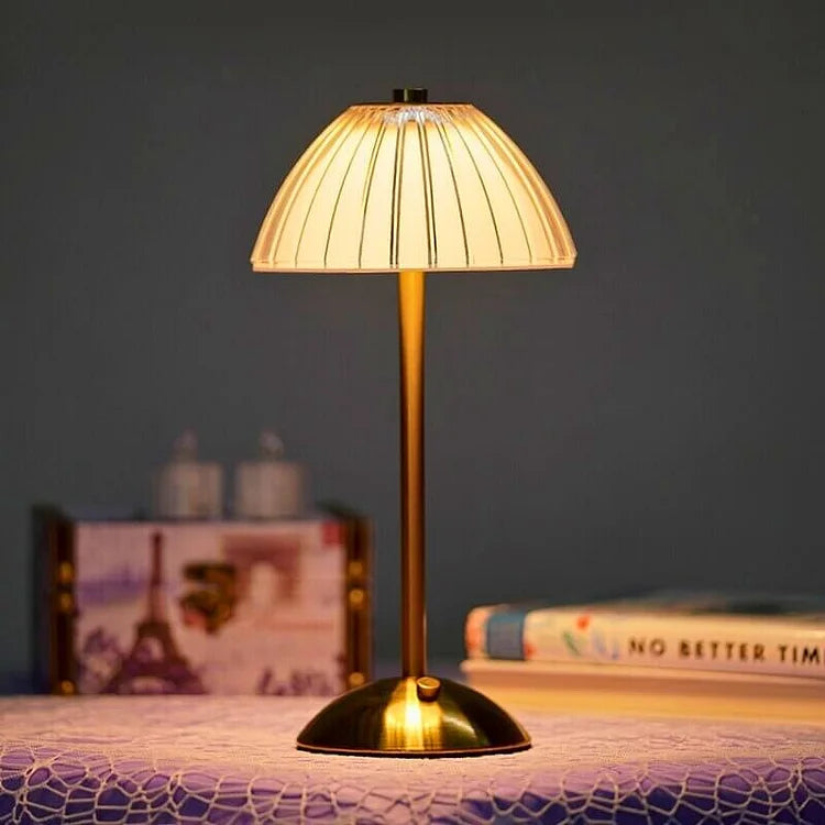 Wireless Table Lamp with Glass Screen and Elegant Metal