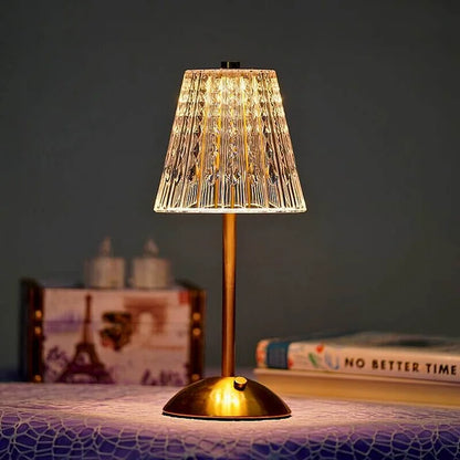 Wireless Table Lamp with Glass Screen and Elegant Metal