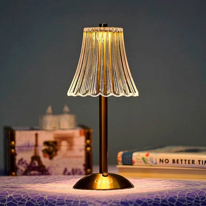 Wireless Table Lamp with Glass Screen and Elegant Metal