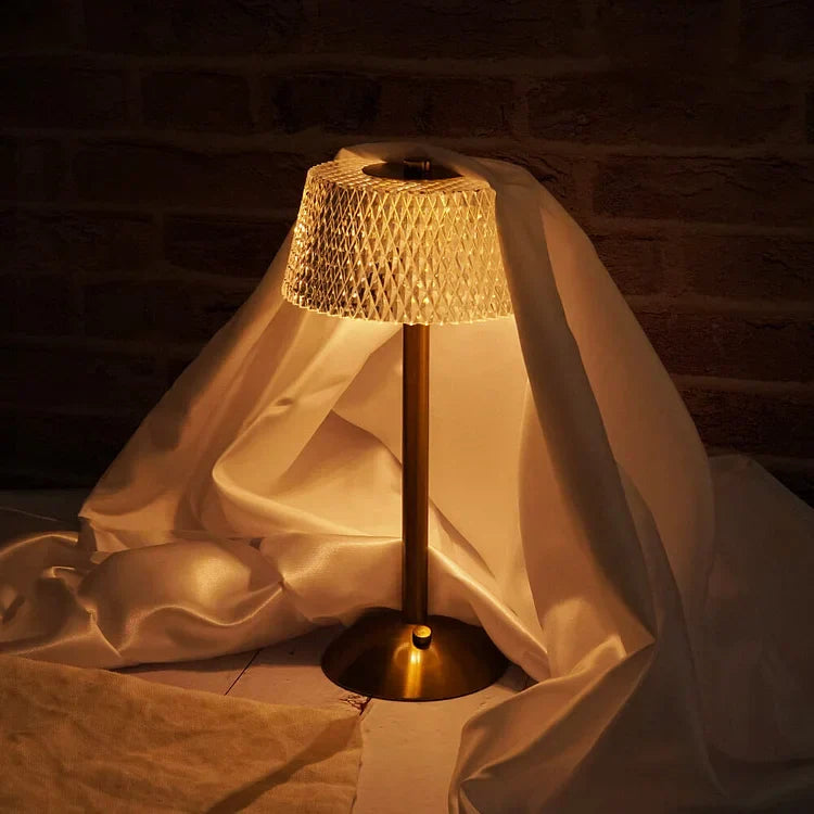 Wireless Table Lamp with Glass Screen and Elegant Metal