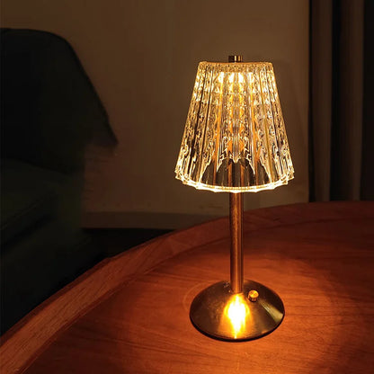 Wireless Table Lamp with Glass Screen and Elegant Metal